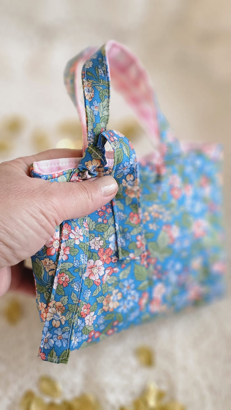 Mini sac tissu Liberty bleu