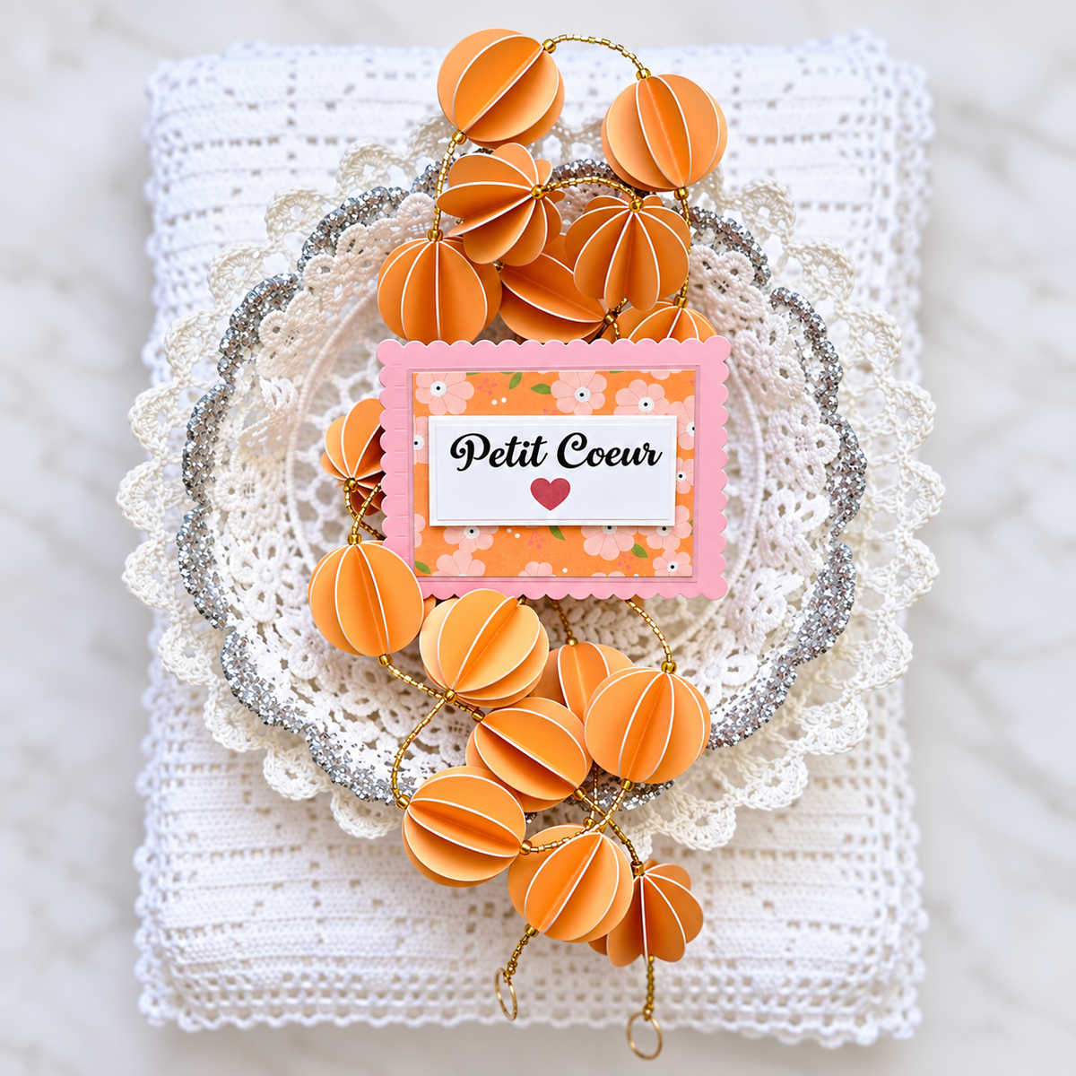 Guirlande décorative en papier orange