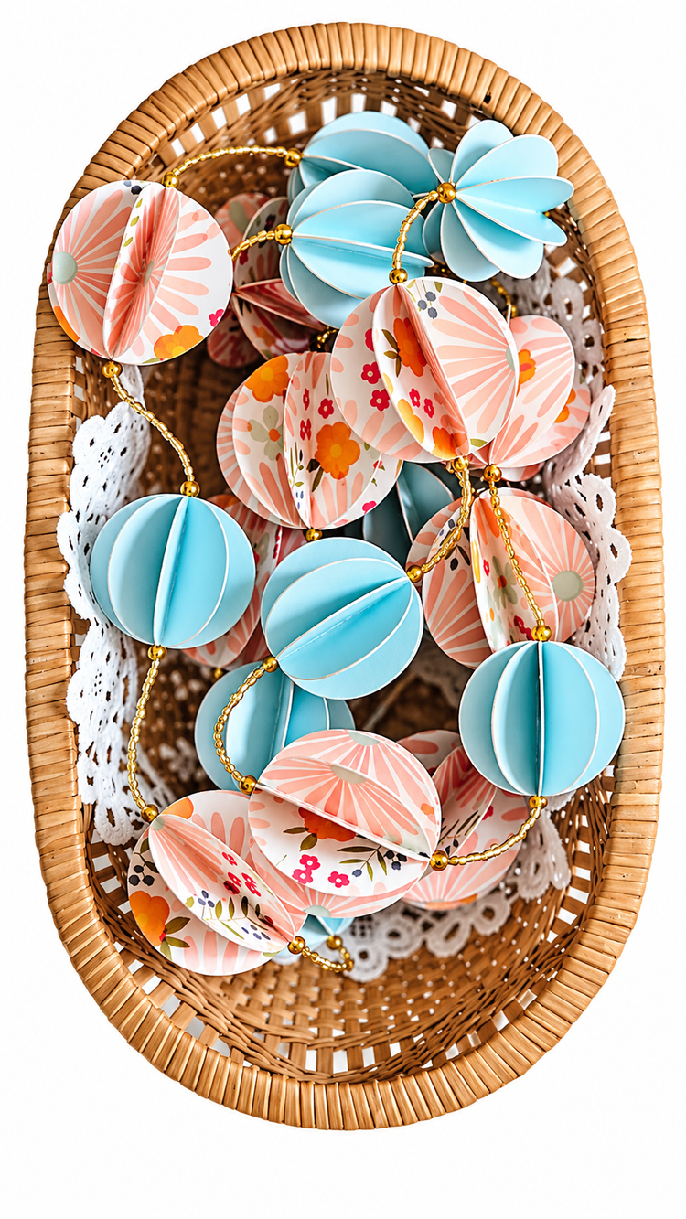 Guirlande en papier et perles de rocaille