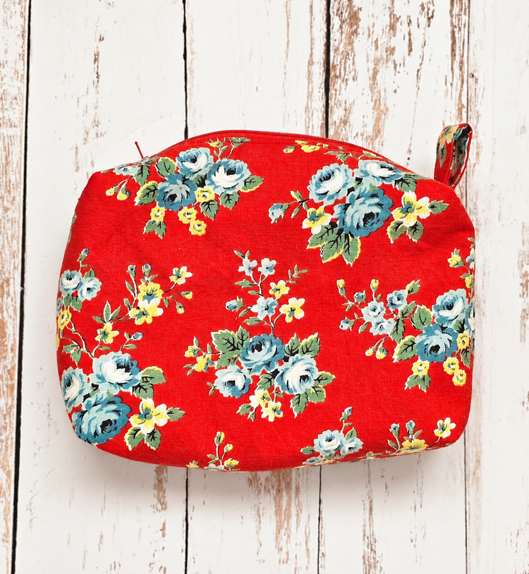 Trousse tissu vintage rouge