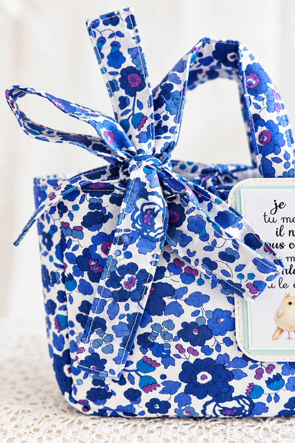 Mini sac Cabas tissu Liberty bleu