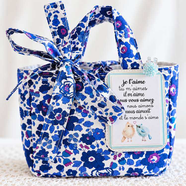 Mini sac Cabas tissu Liberty bleu
