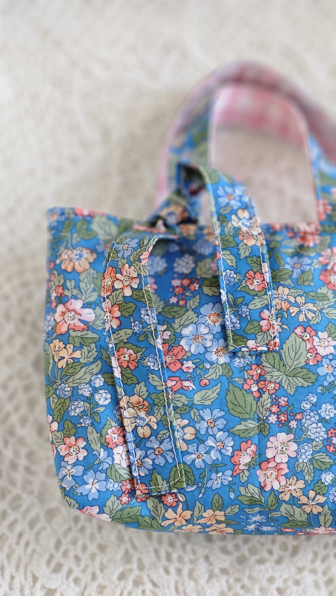Mini sac tissu Liberty bleu