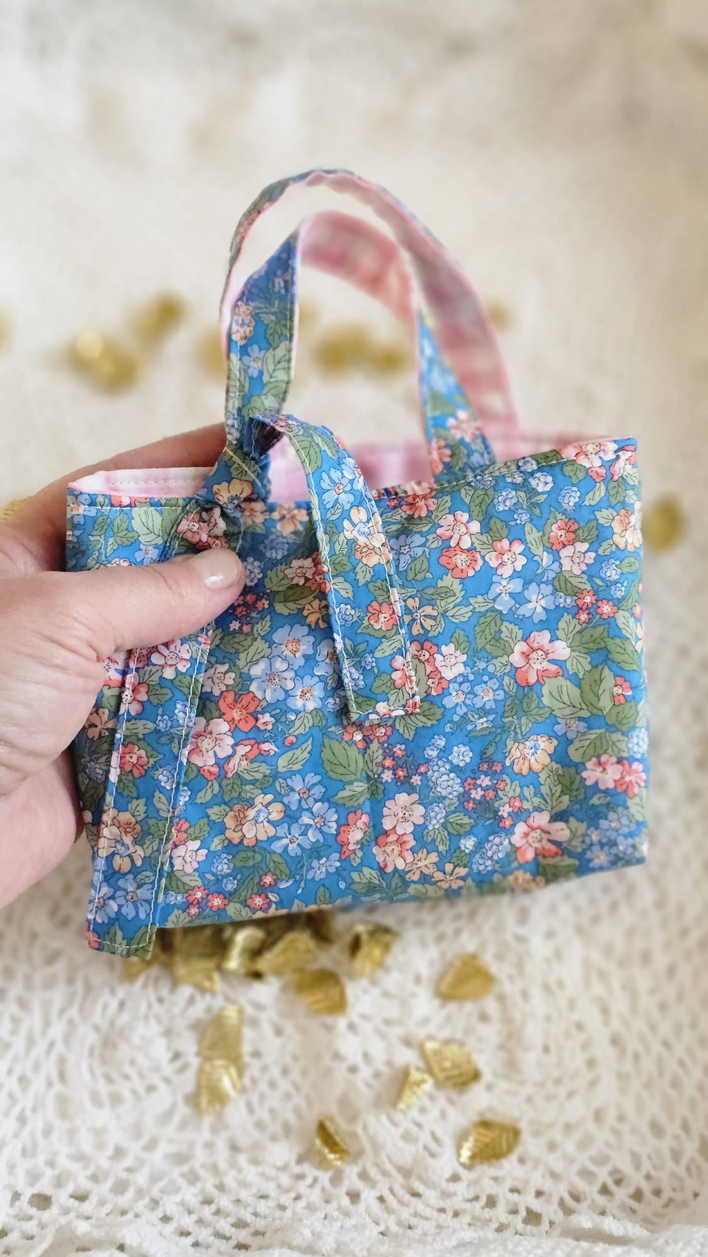 Mini sac tissu Liberty bleu