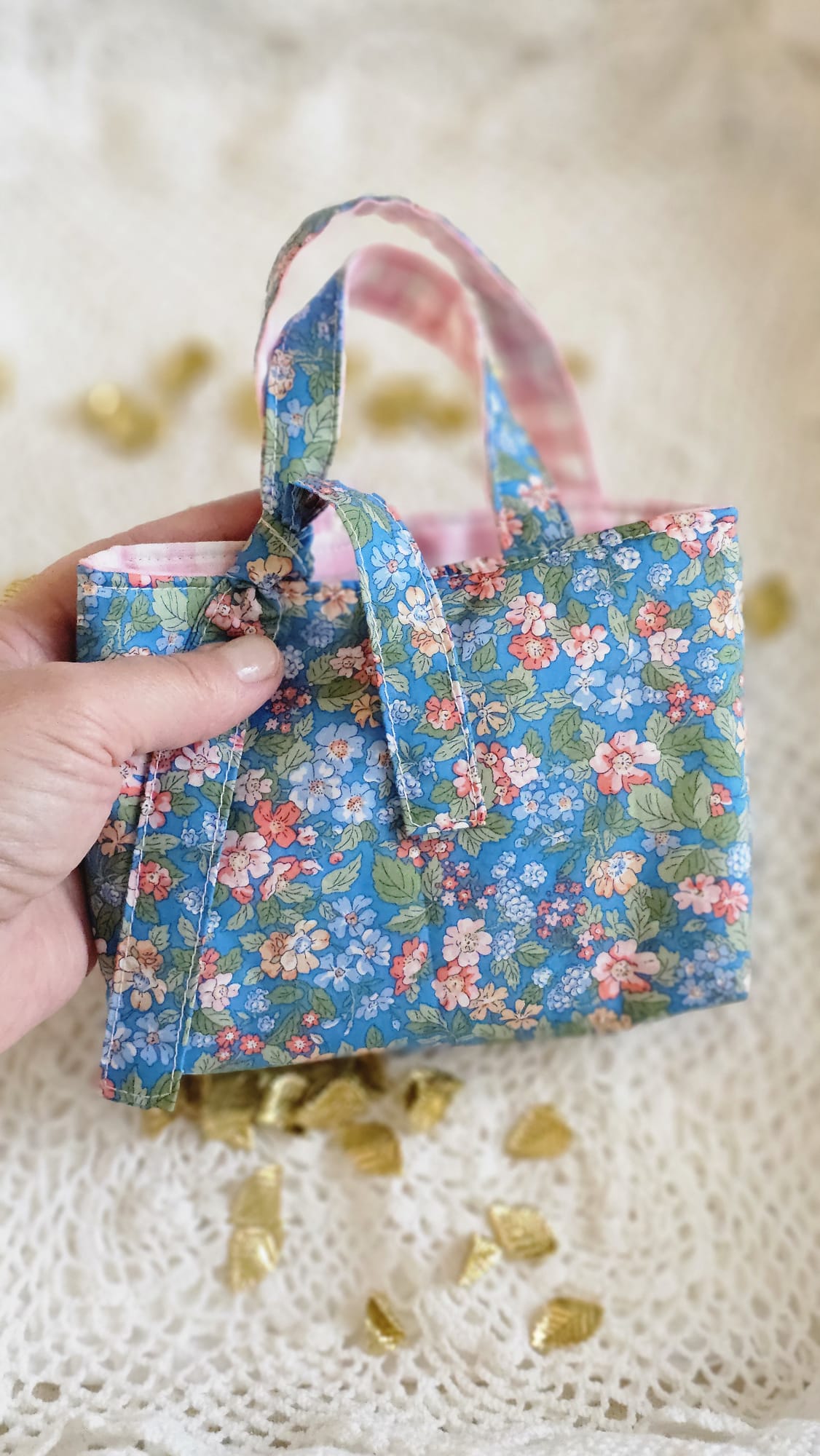 Mini sac tissu Liberty bleu