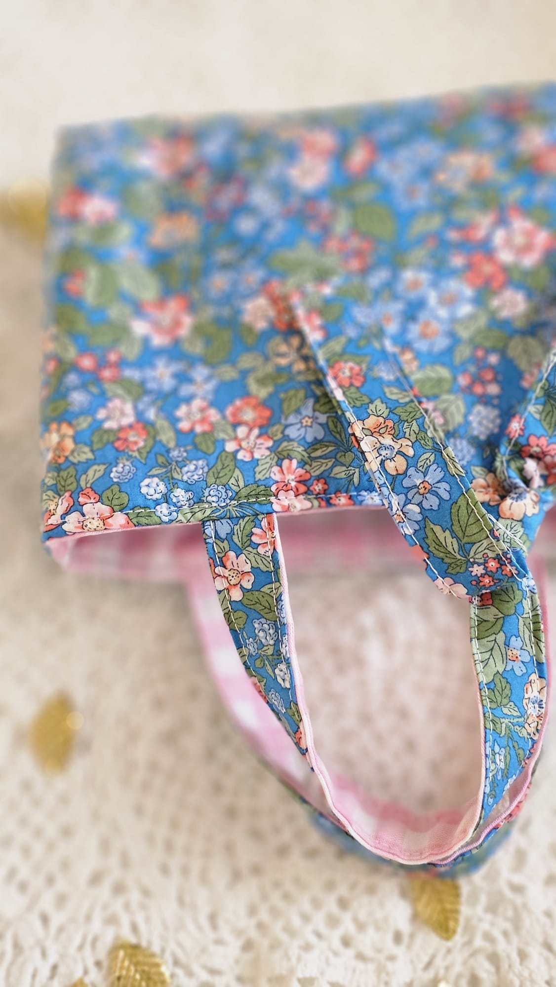 Mini sac tissu Liberty bleu