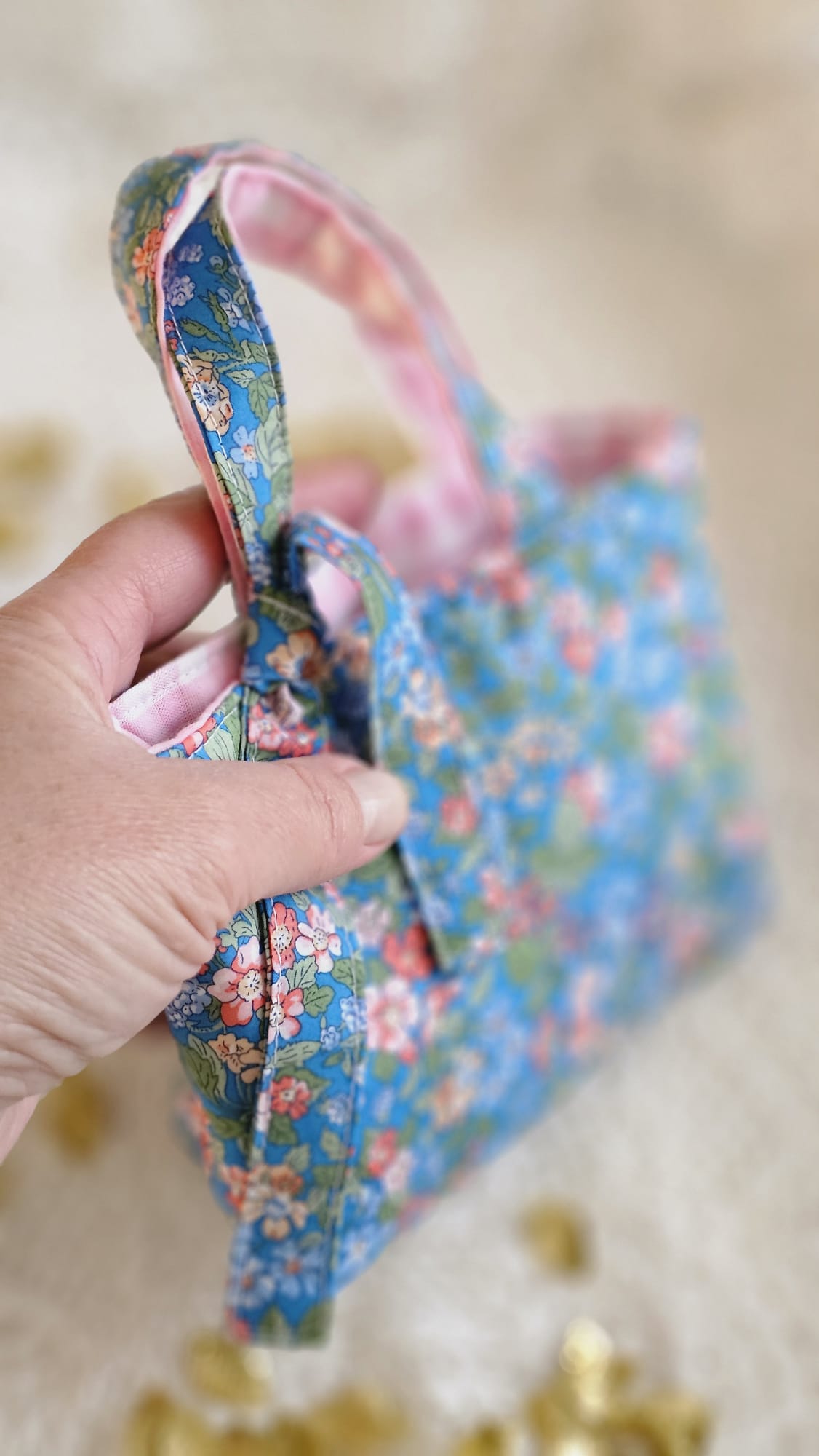 Mini sac tissu Liberty bleu