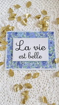 Carte papier tissu Liberty bleu