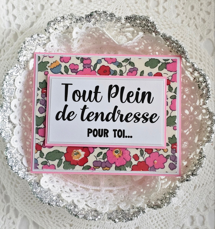 Carte tissu Liberty rose tendresse