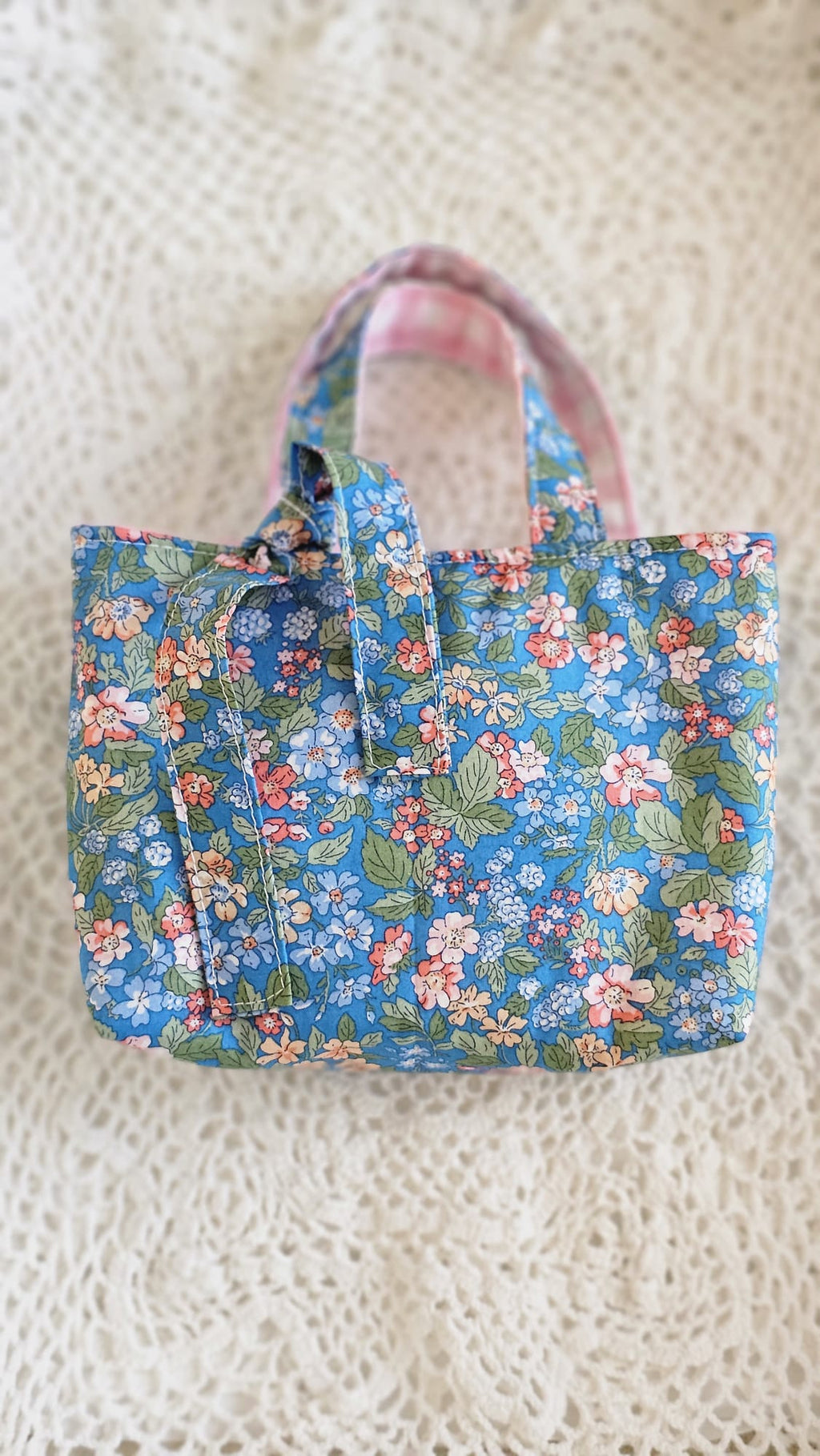 Mini sac tissu Liberty bleu