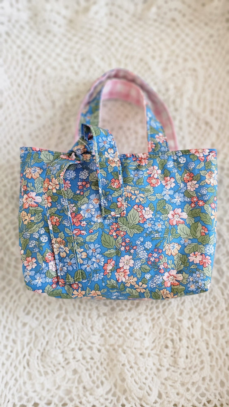 Mini sac tissu Liberty bleu