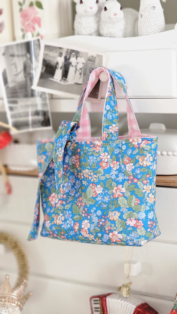 Mini sac tissu Liberty bleu