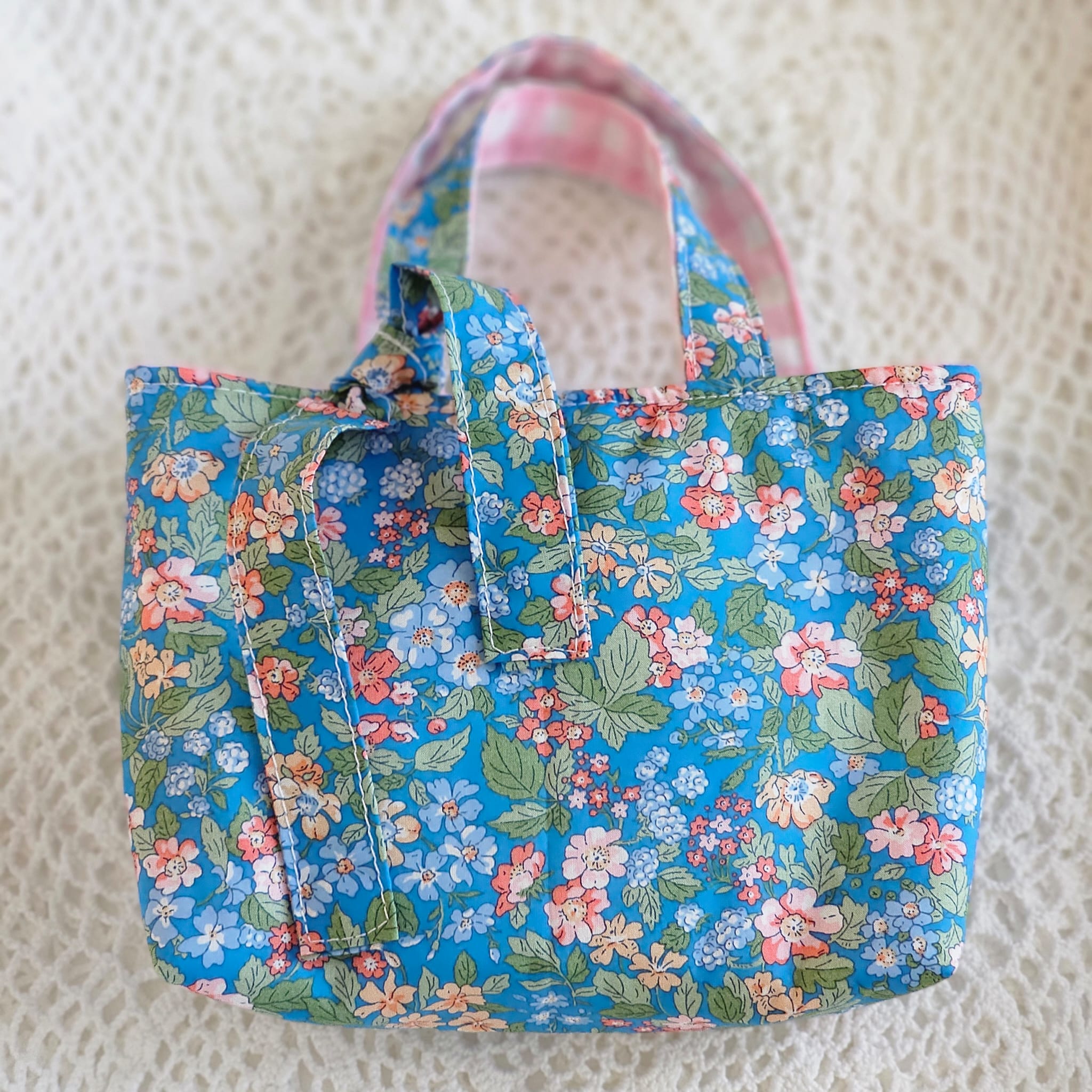 Mini sac tissu Liberty bleu