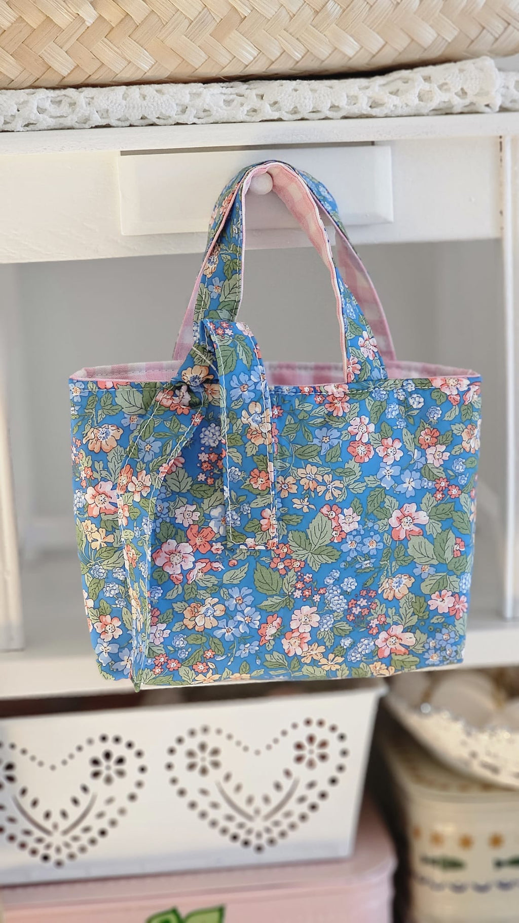 Mini sac tissu Liberty bleu