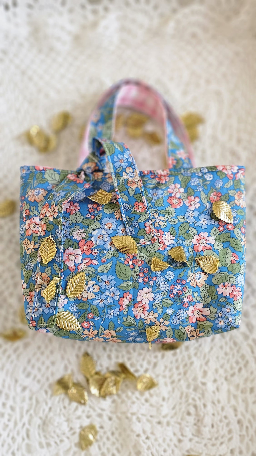 Mini sac tissu Liberty bleu