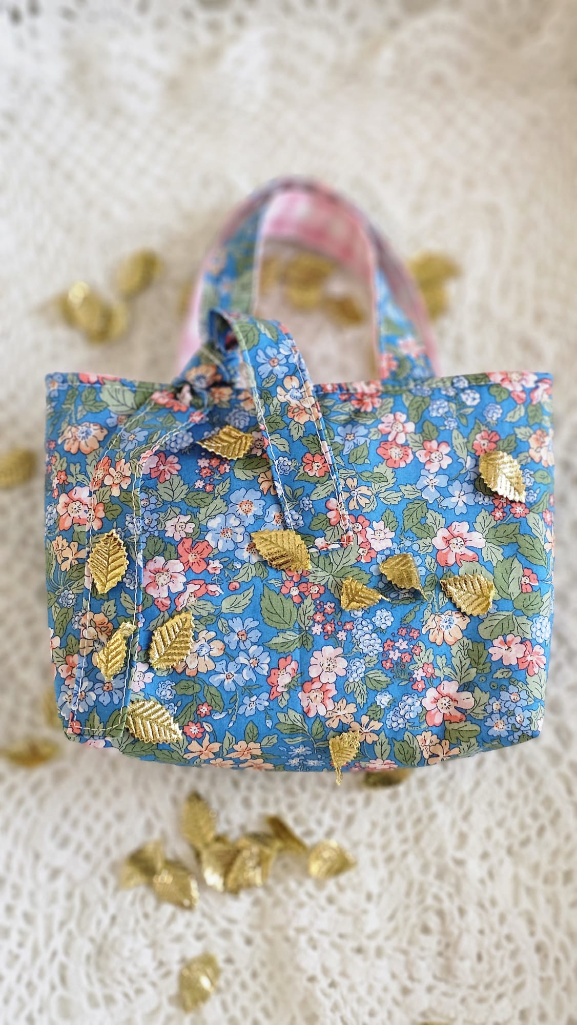 Mini sac tissu Liberty bleu