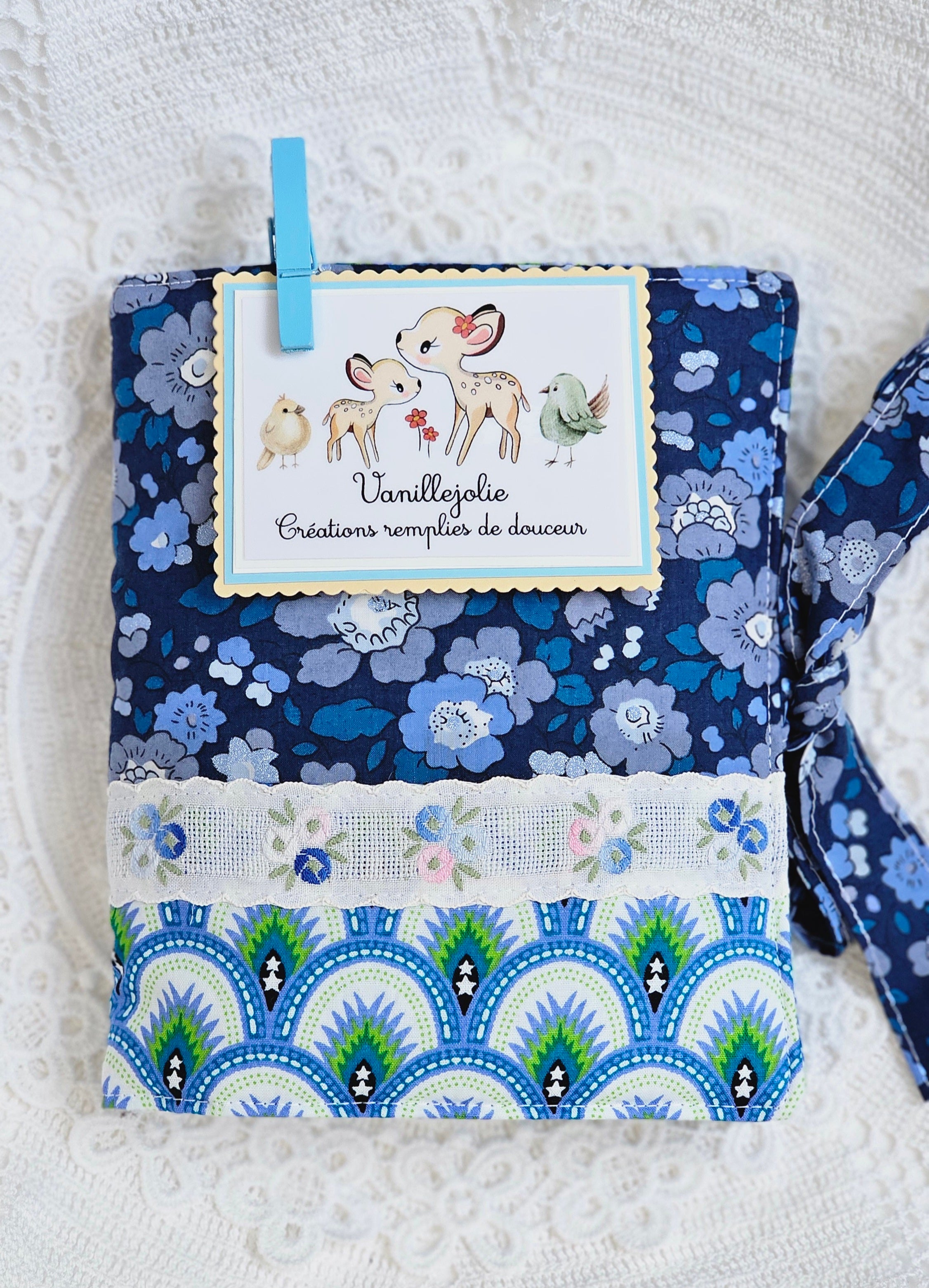 Pochette petit format tissu motif bleu