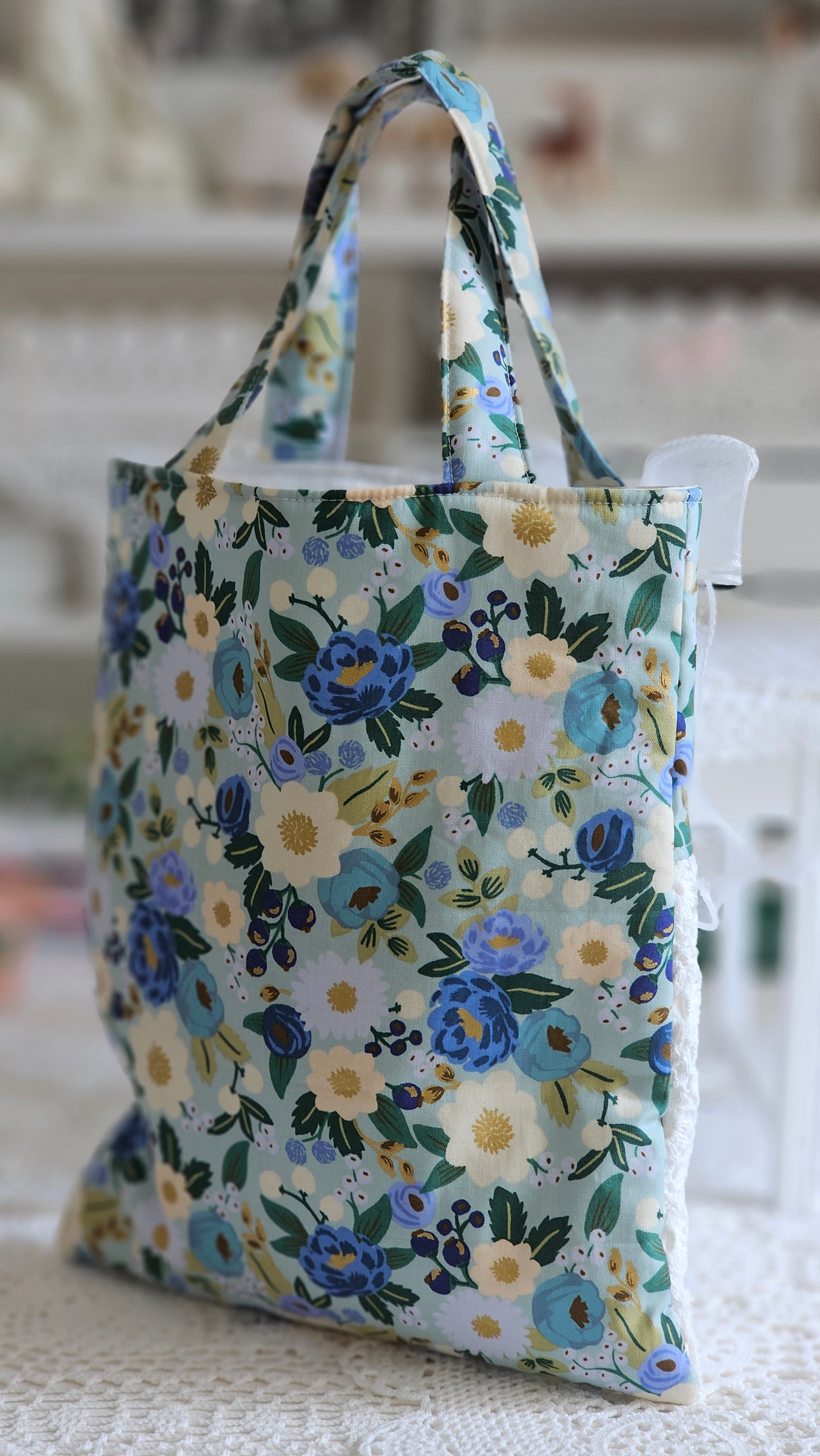 Sac tote bag tissu et crochet