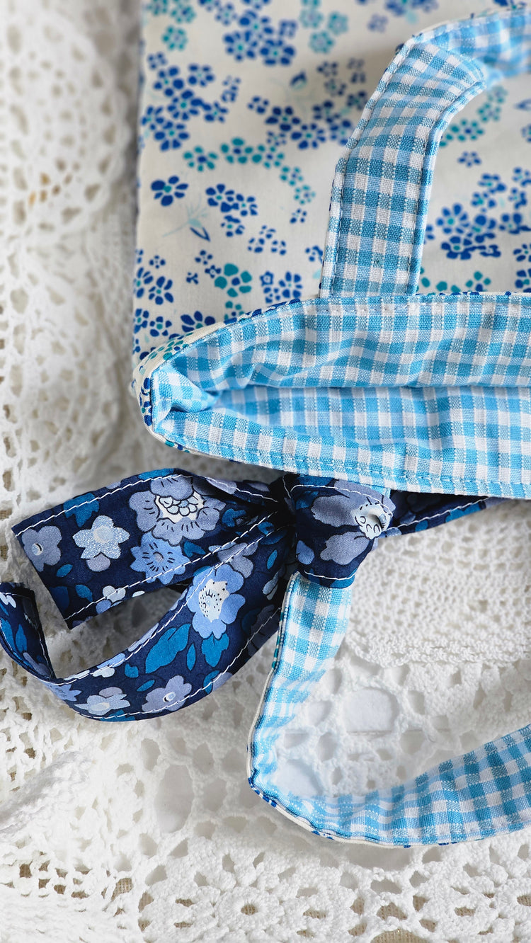 Petit tote bag en Liberty bleu