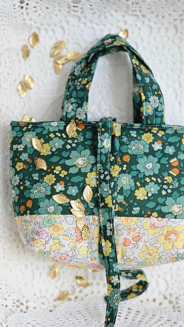 Mini cabas liberty et tissu enduit