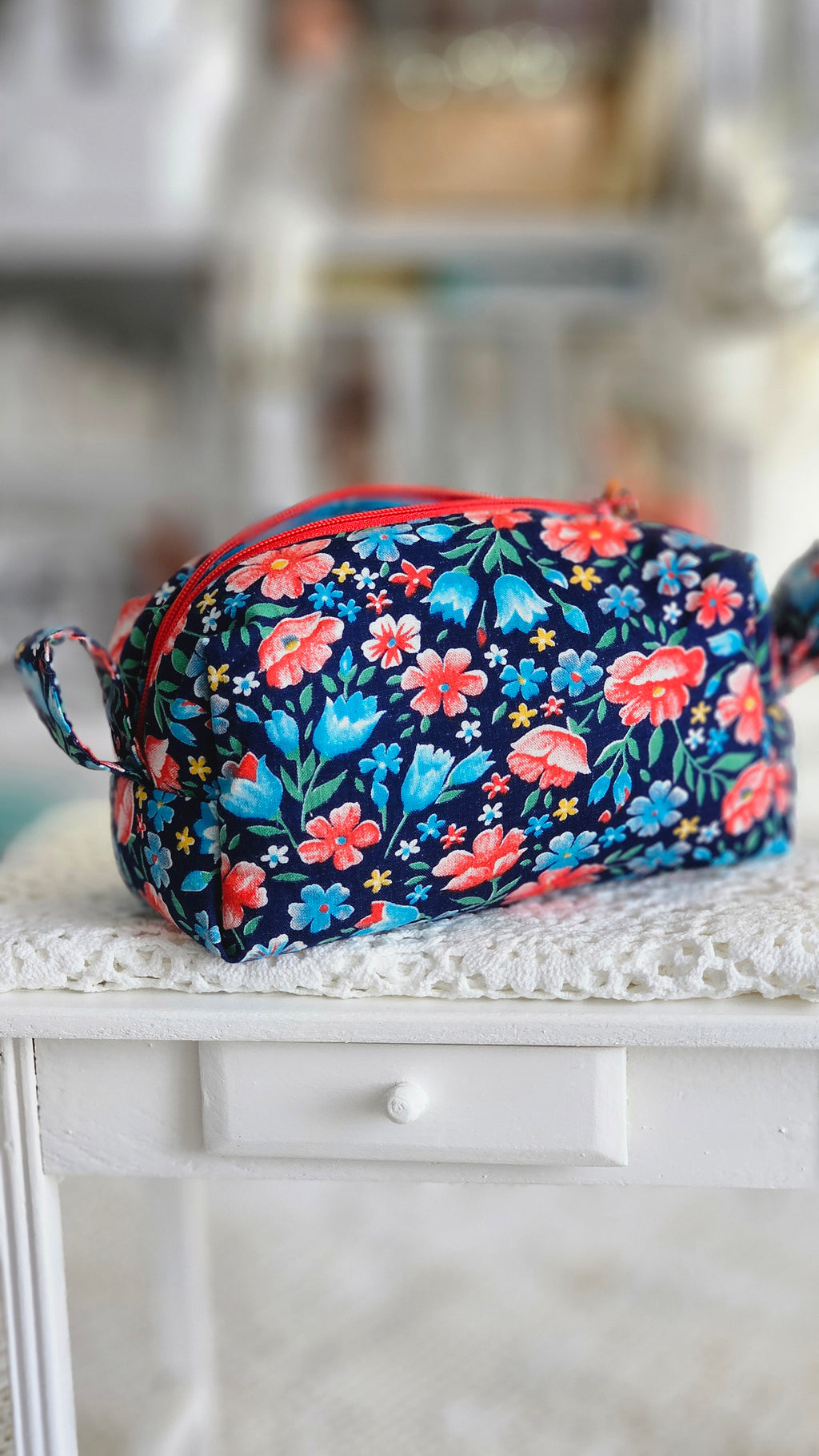 Trousse tissu fleuri vintage