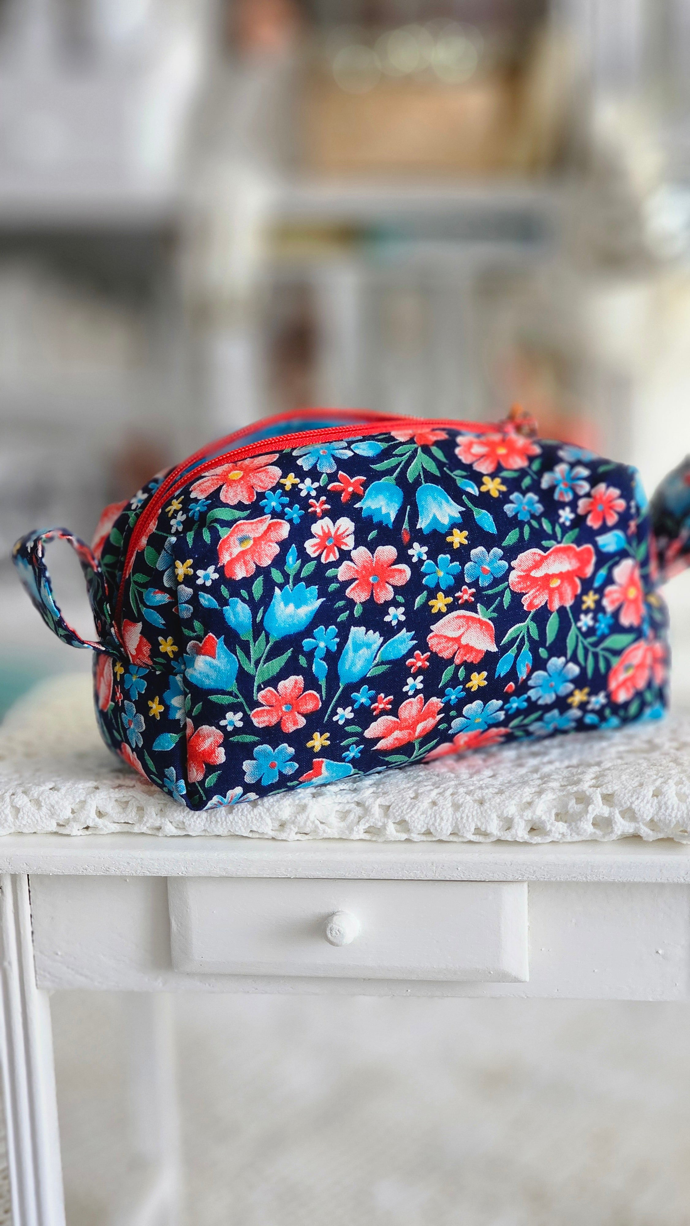 Trousse tissu fleuri vintage