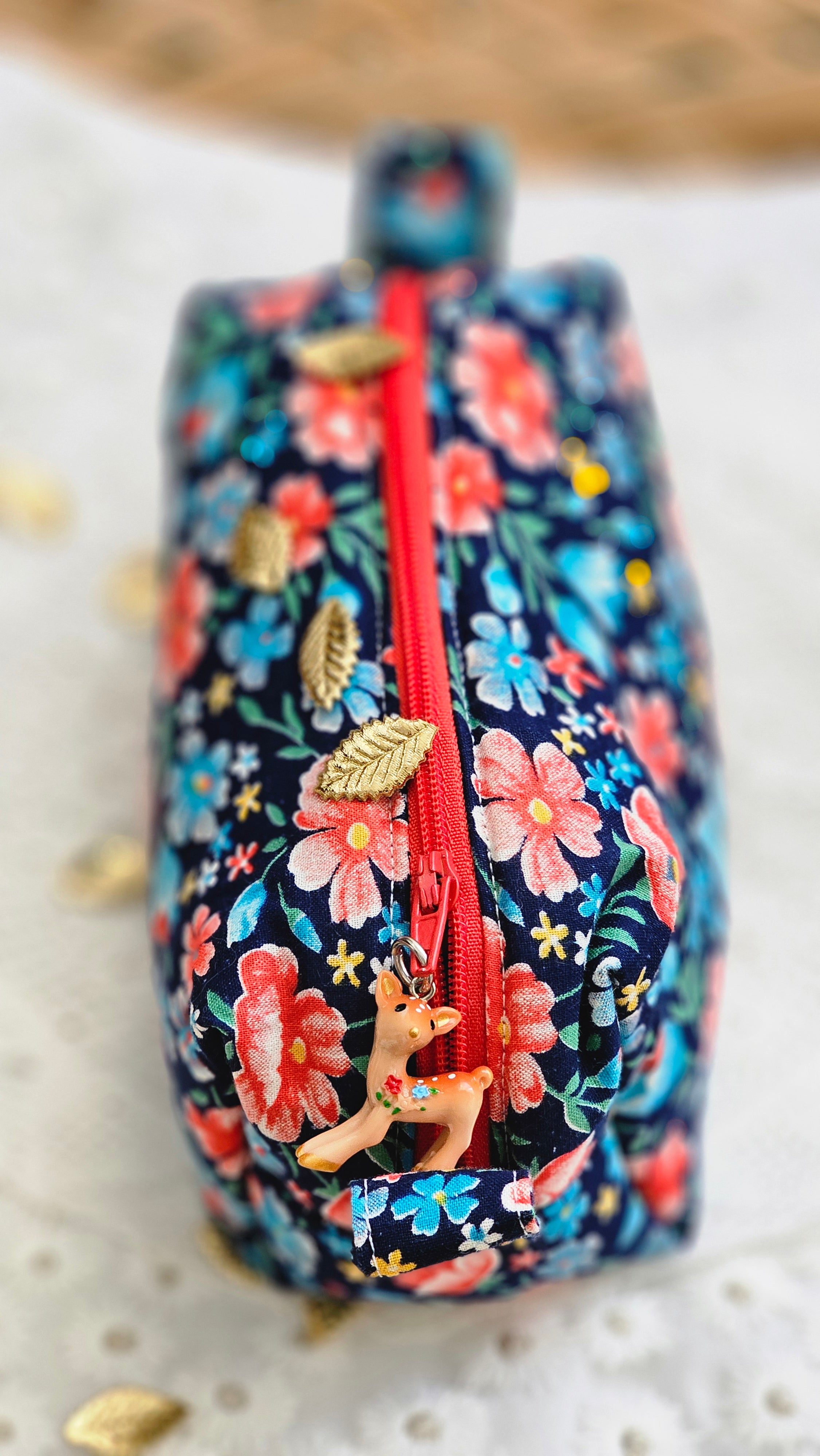 Trousse tissu fleuri vintage