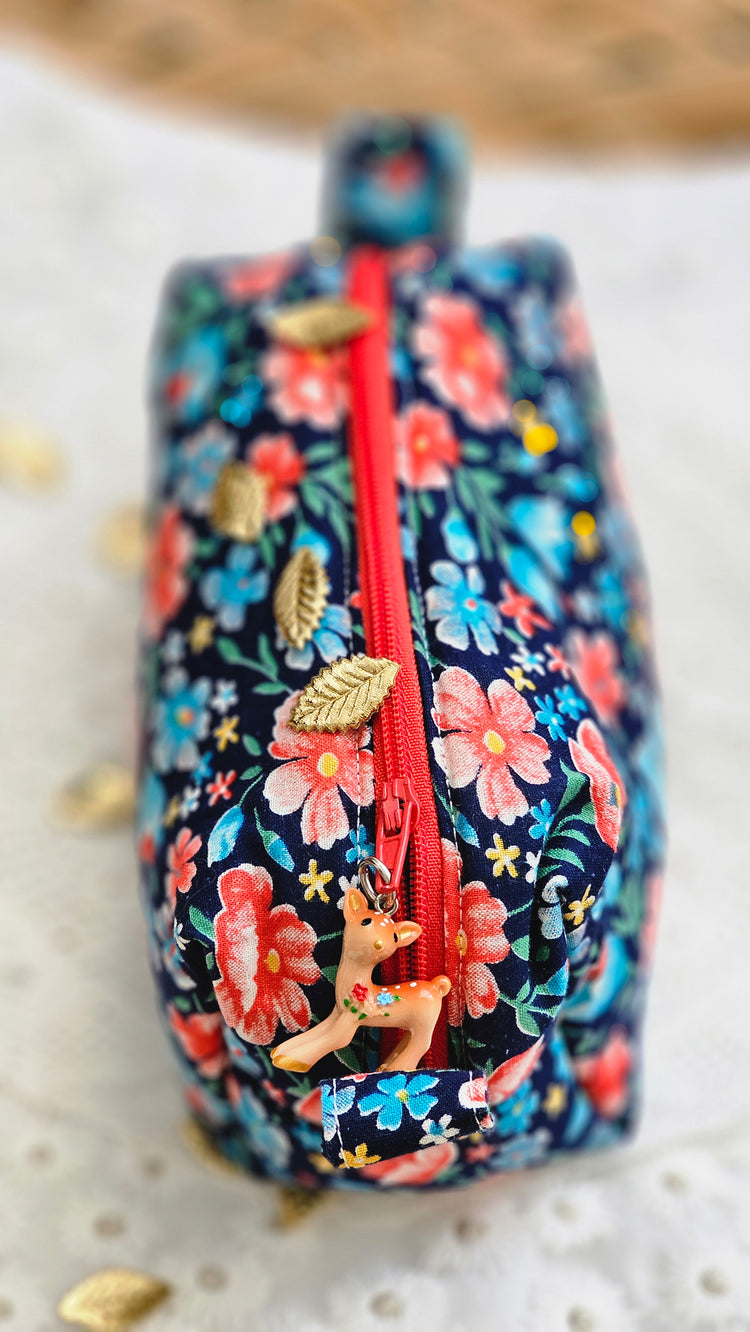Trousse tissu fleuri vintage