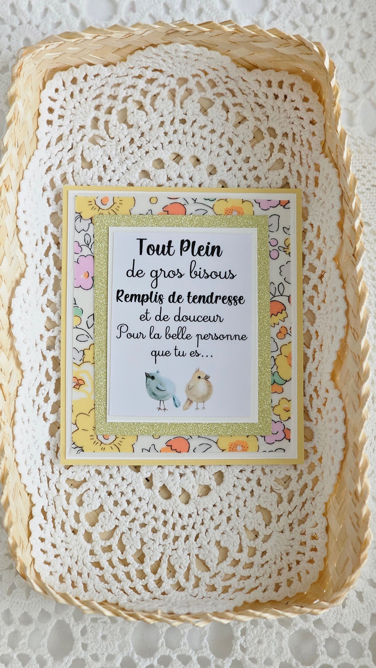 Carte bisous liberty jaune