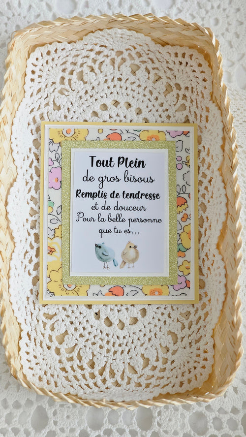 Carte bisous liberty jaune