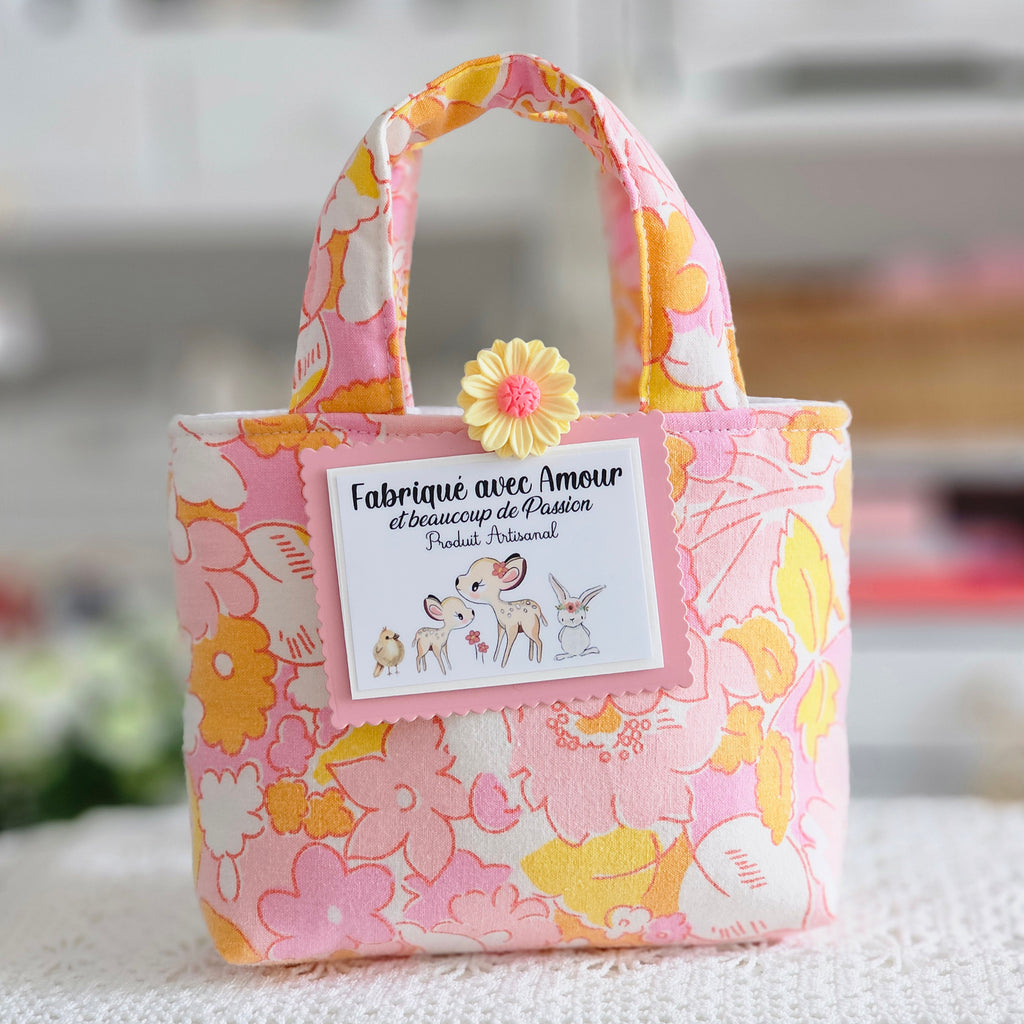 Mini cabas tissu vintage fleuri