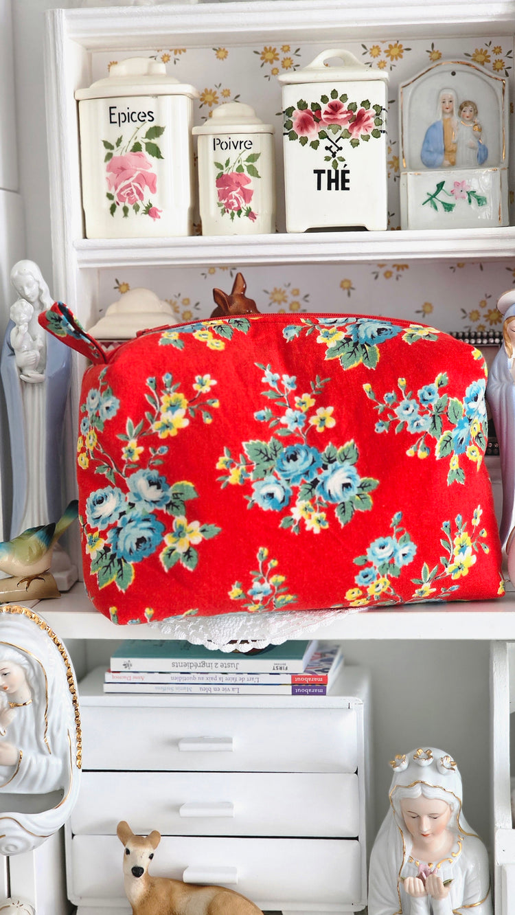 Trousse tissu vintage rouge