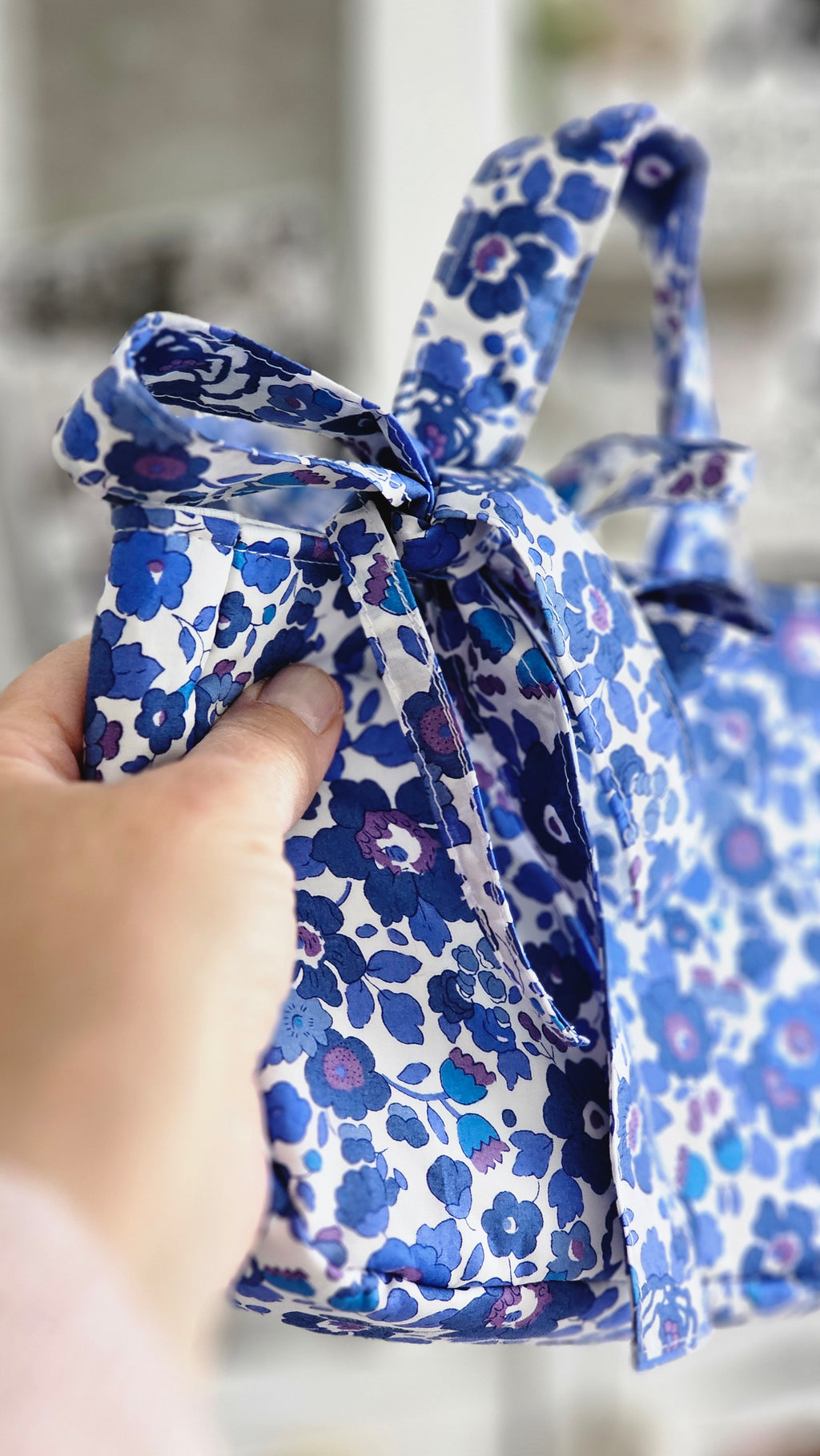 Mini sac Cabas tissu Liberty bleu