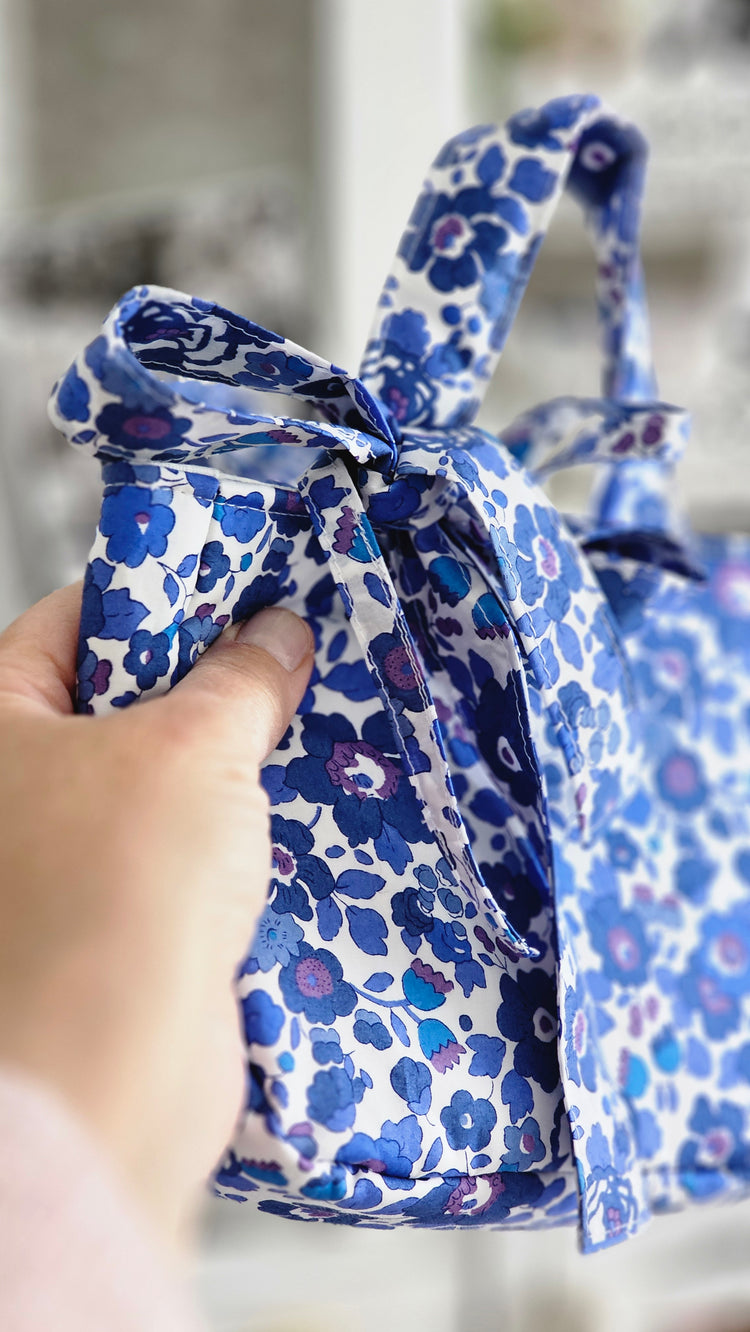 Mini sac Cabas tissu Liberty bleu