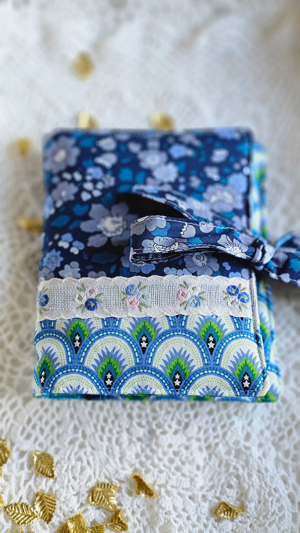 Pochette petit format tissu motif bleu