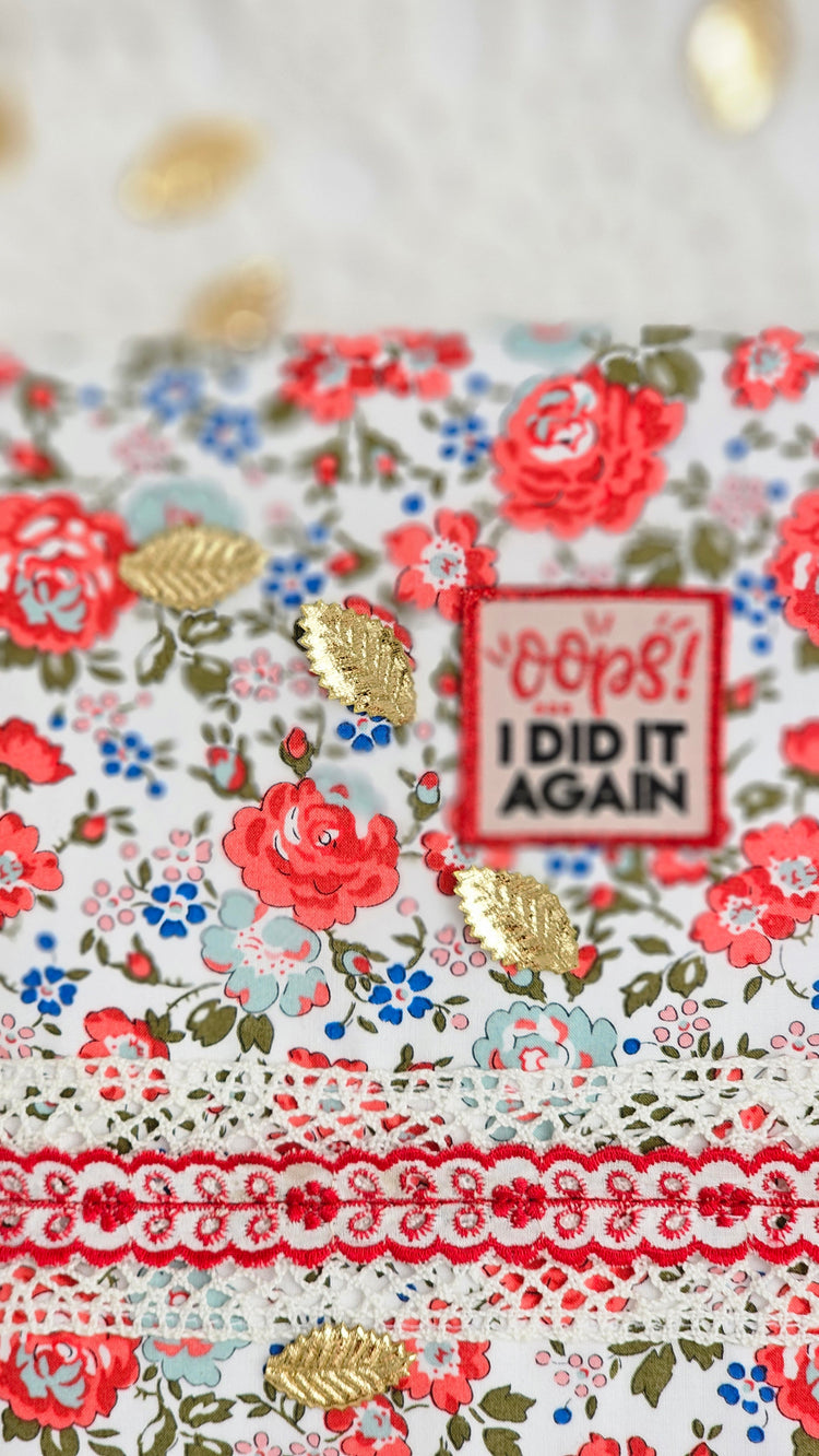 Housse de cahier liberty et dentelle avec magnet