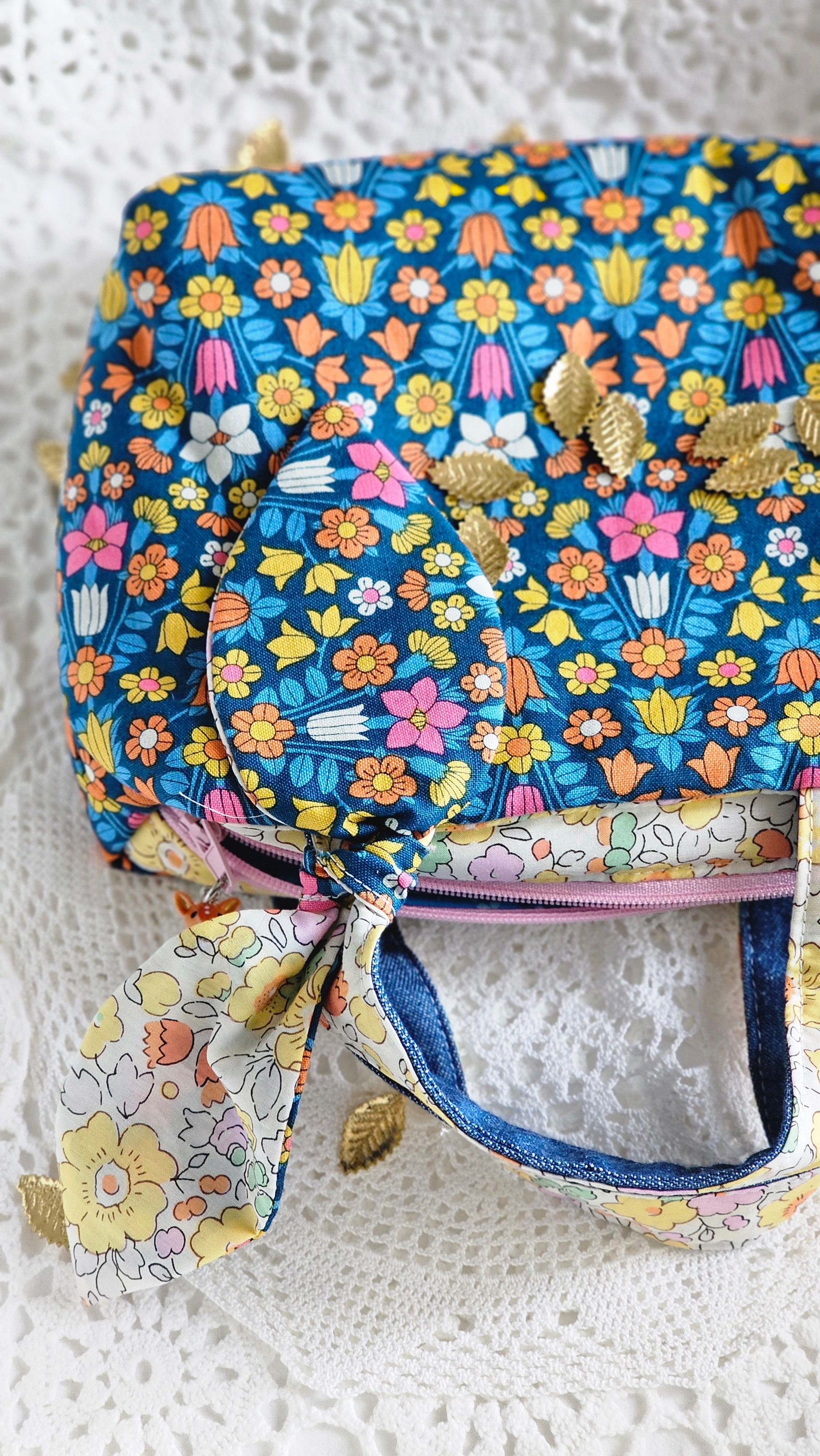 Mini trousse liberty bleu et jaune