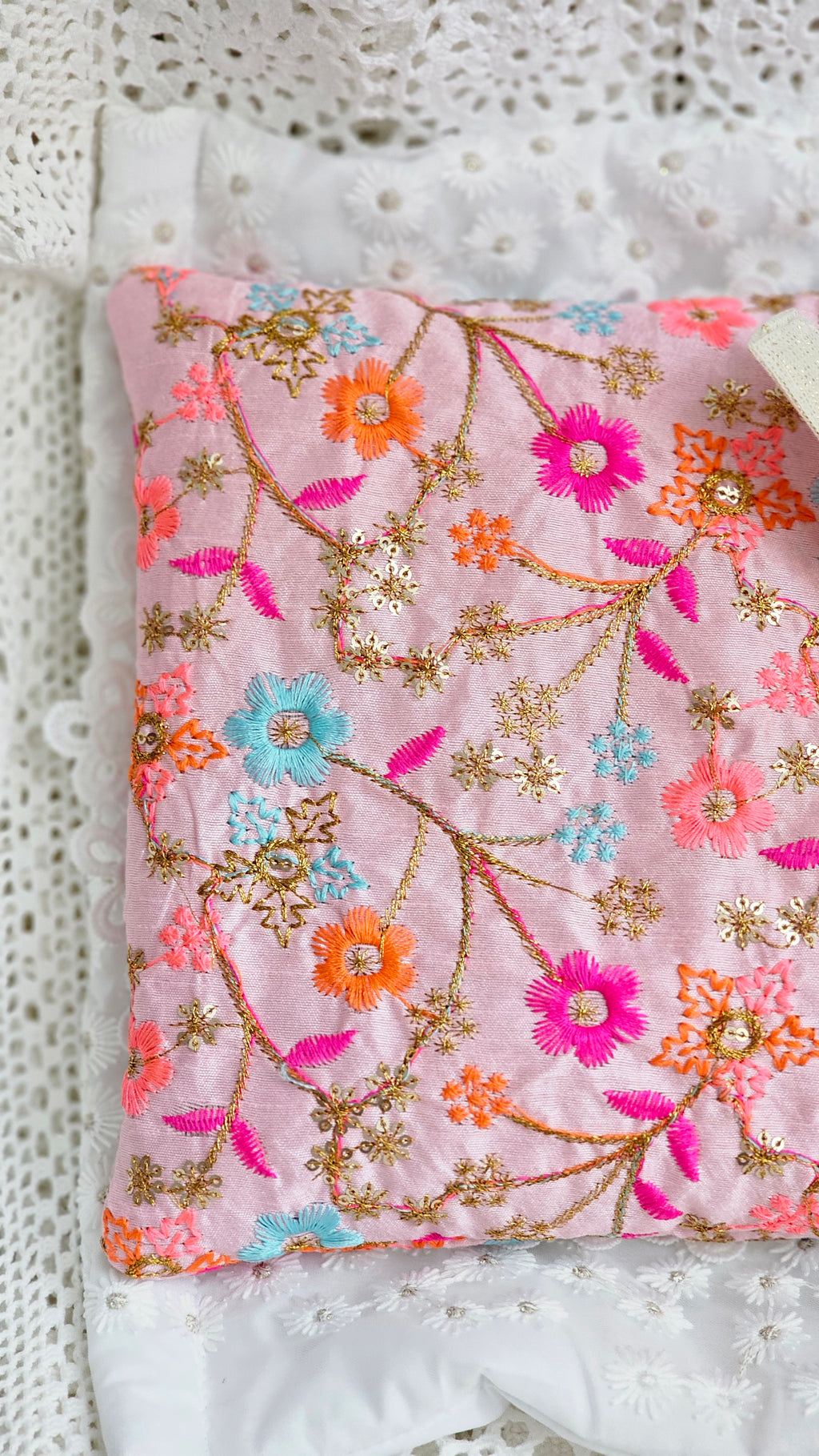 Pochette tissu fleuri pour livre de poche