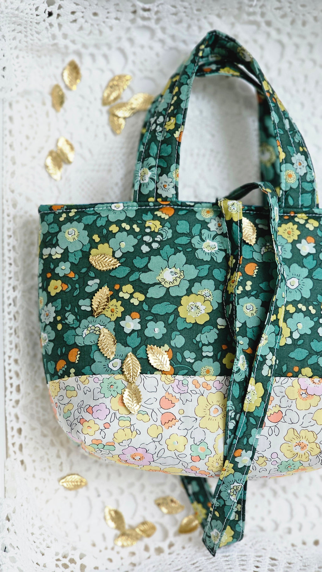 Mini cabas liberty et tissu enduit