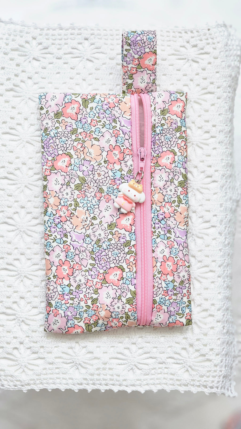 Bavoir et trousse tissu liberty rose