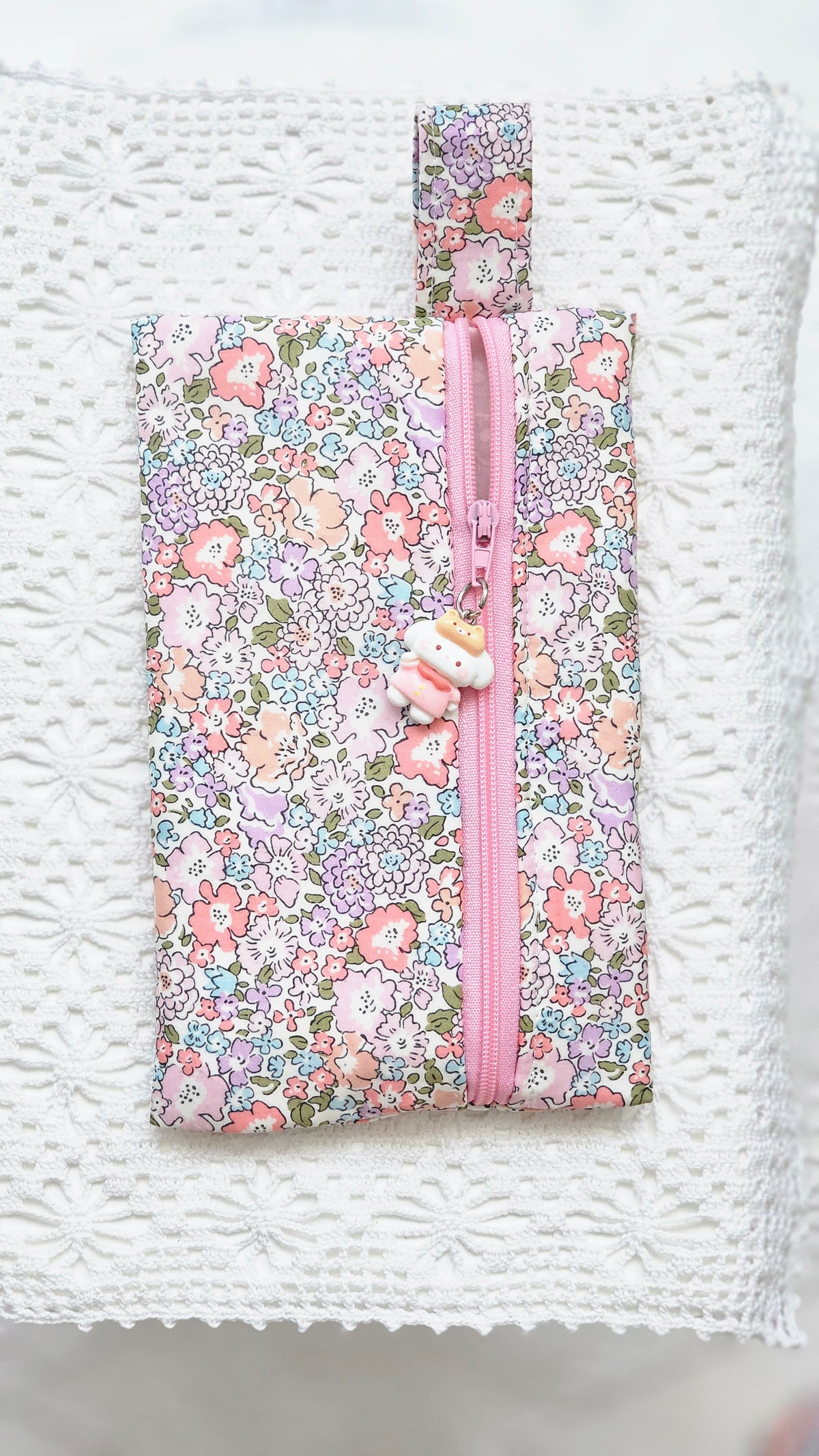 Bavoir et trousse tissu liberty rose