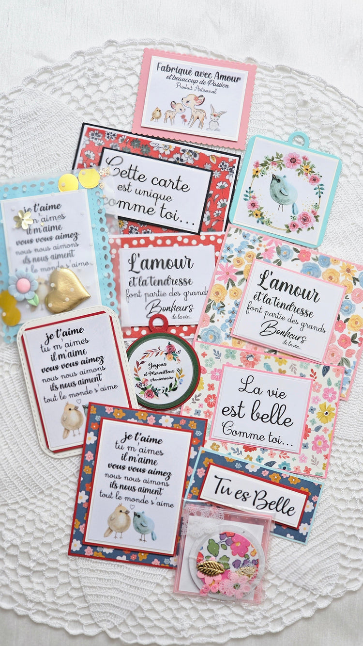 Guirlande et cartes et la jolie boîte en papier