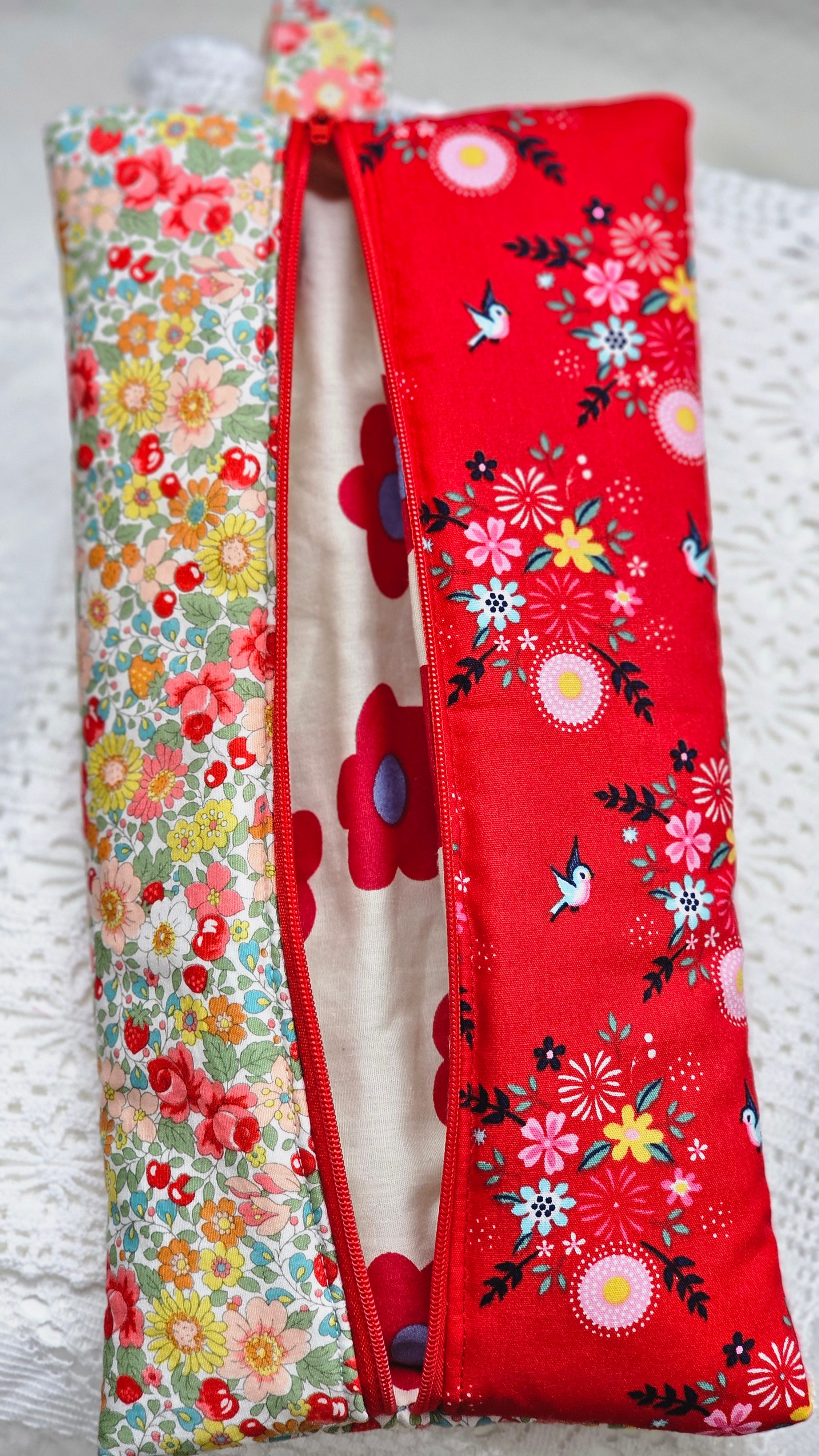 Longue trousse tissu fleuri