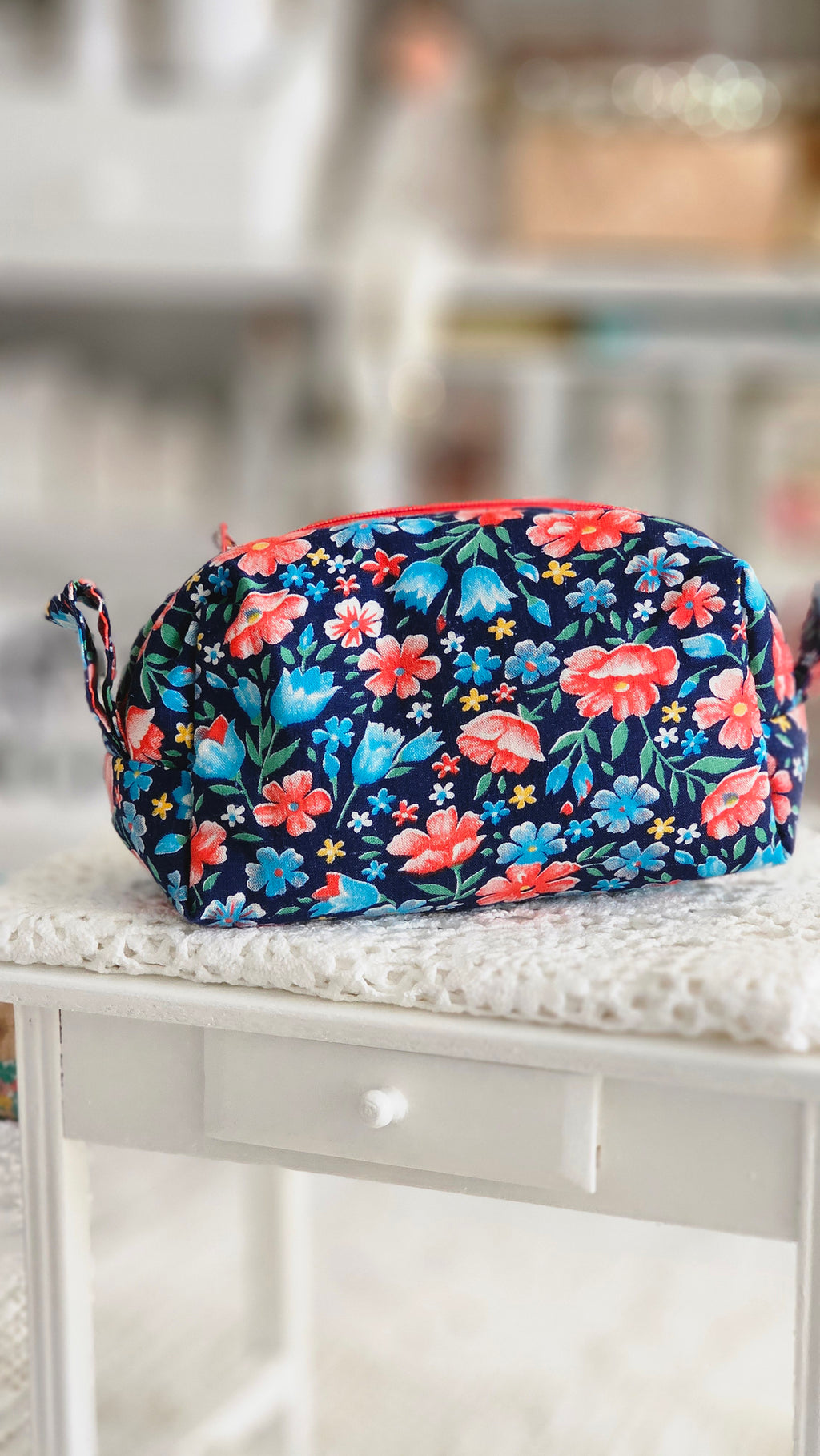 Trousse tissu fleuri vintage