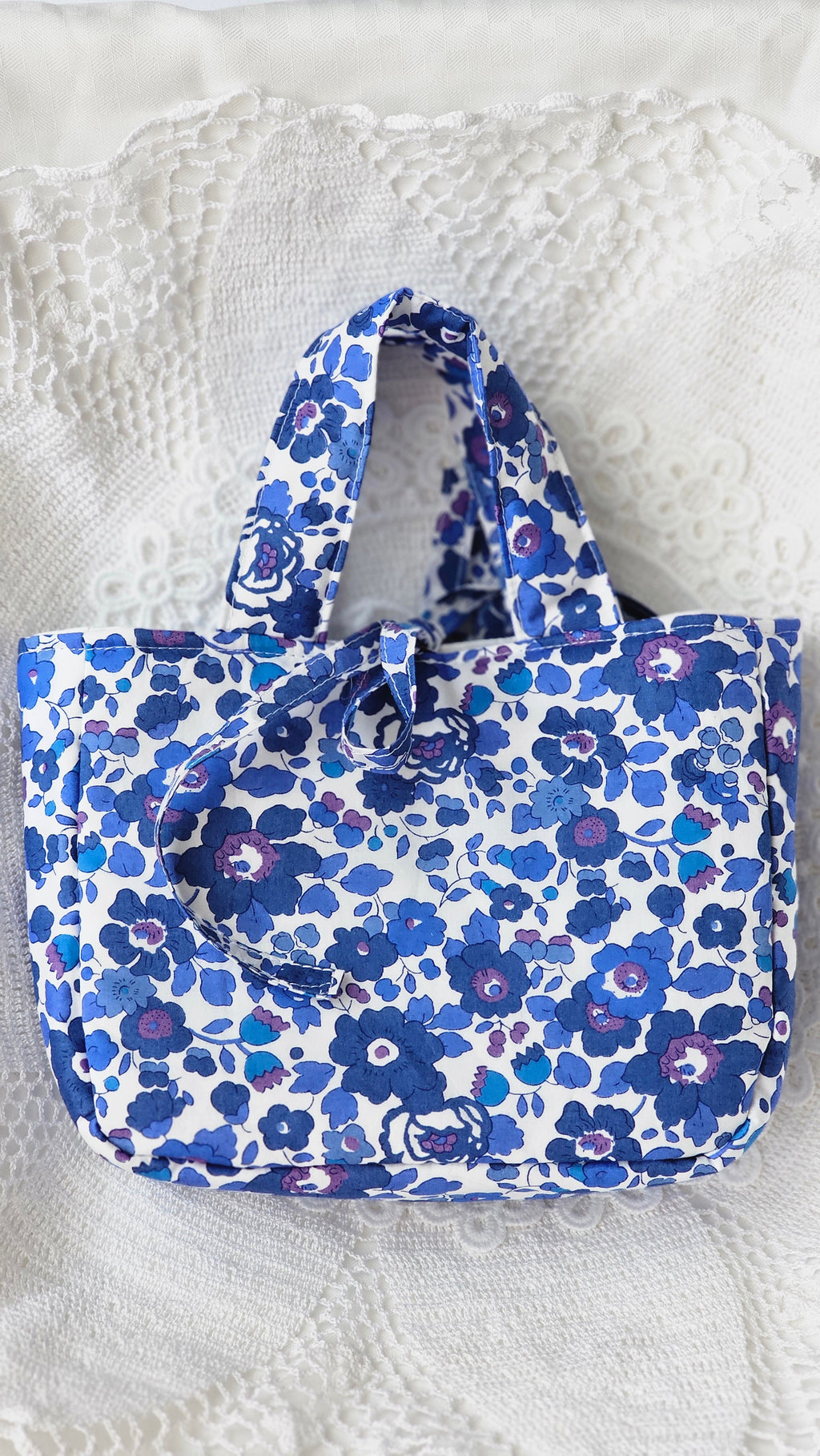 Mini sac Cabas tissu Liberty bleu