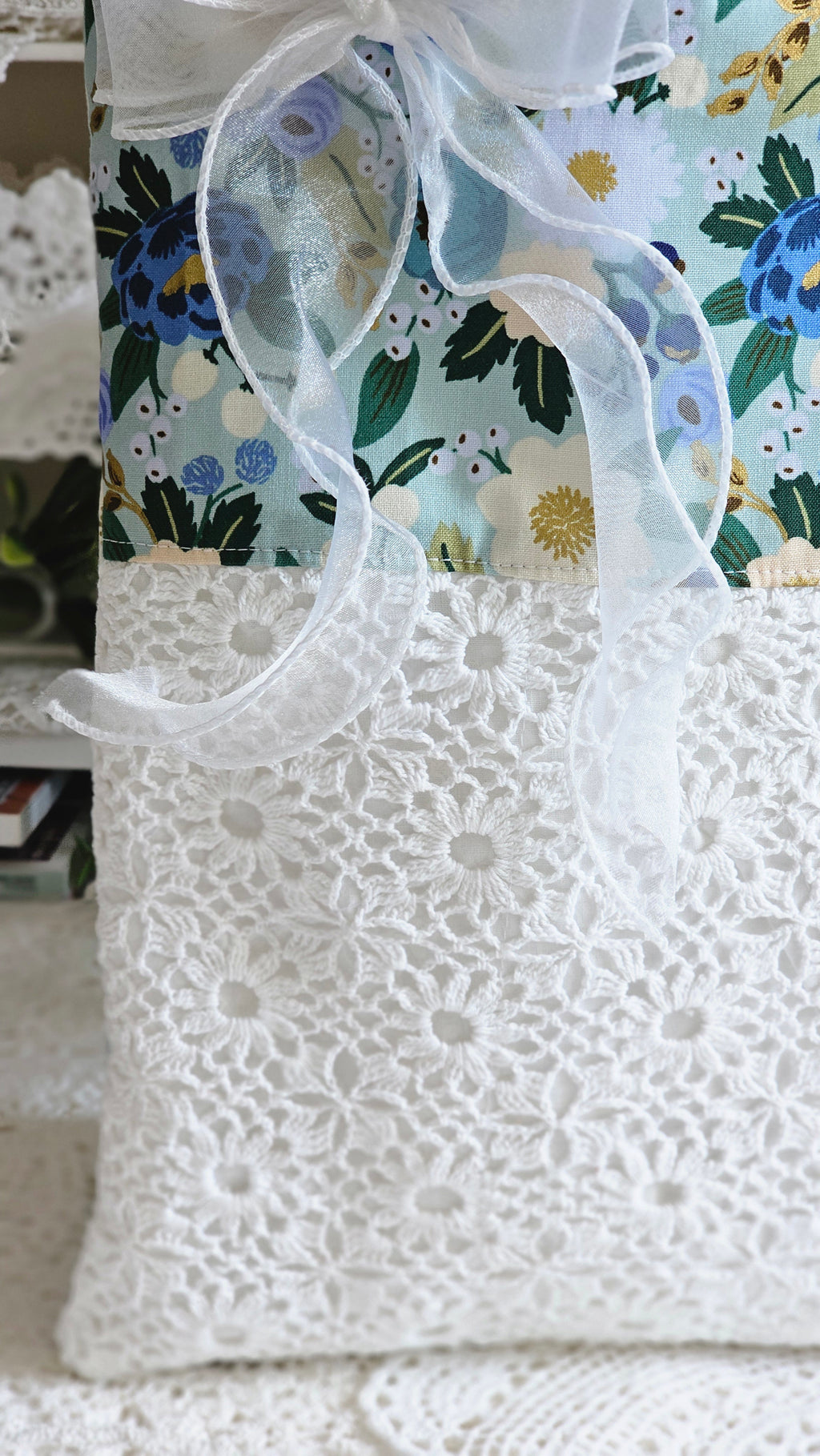 Sac tote bag tissu et crochet