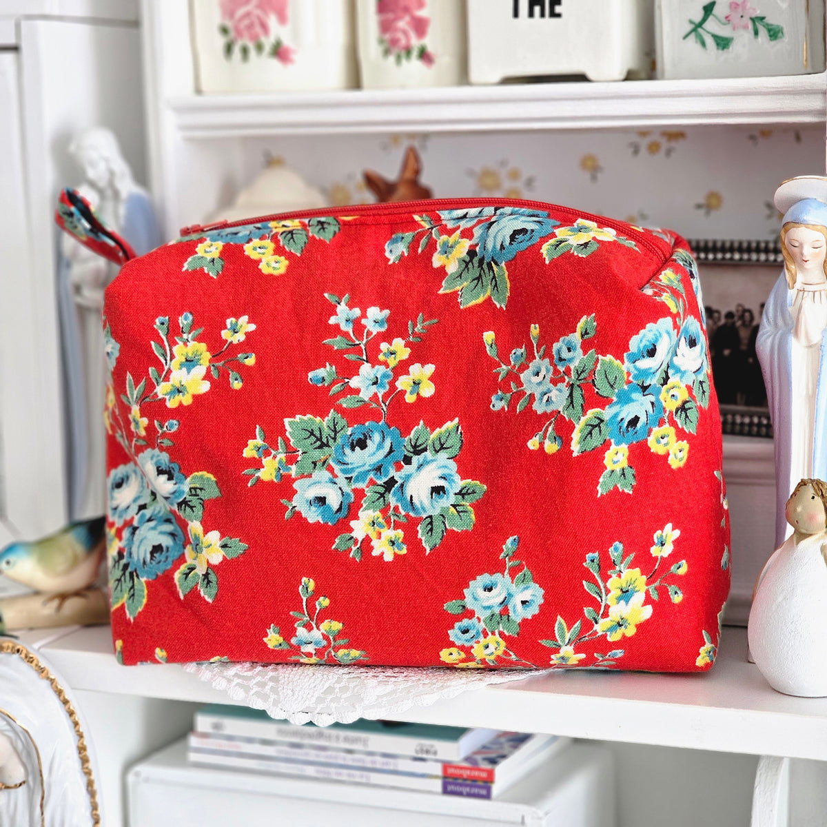 Trousse tissu vintage rouge