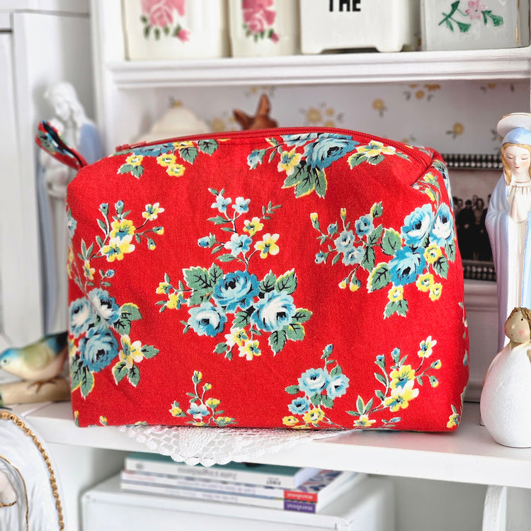 Trousse tissu vintage rouge