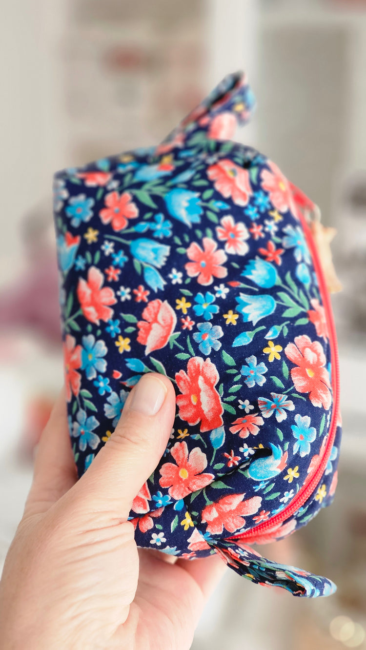 Trousse tissu fleuri vintage