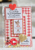 Carte à paillettes vichy rouge